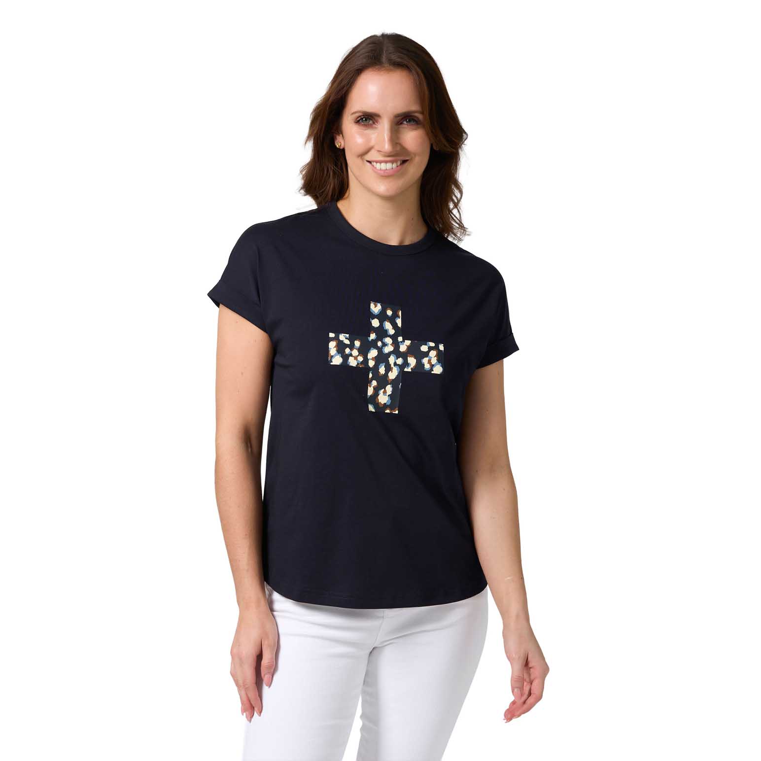 Stella + Gemma Soho Tee Leopard Cross Deep Navy